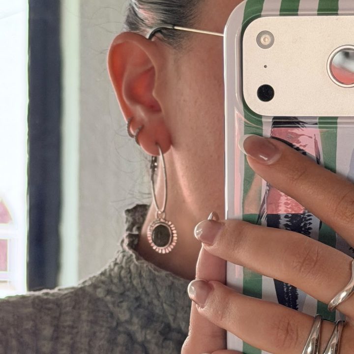Aretes de plata puestos